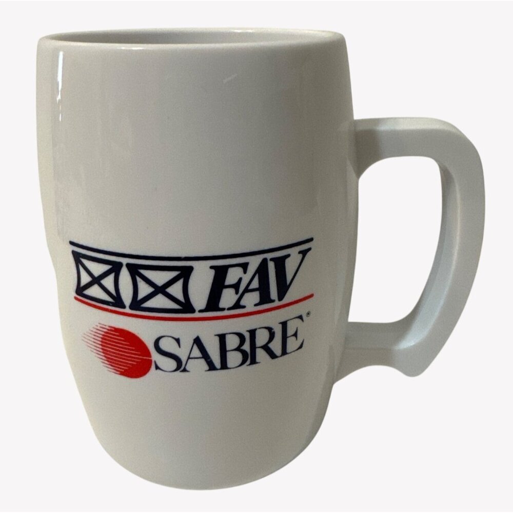 American Airlines Fly AAWay Vacations Coffee Mug White Red Blue FAV Sabre - Picture 3 of 9